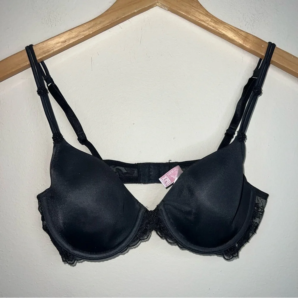 Victoria Secret Angels IPEX Full Coverage Underwire Black Bra Size 34B